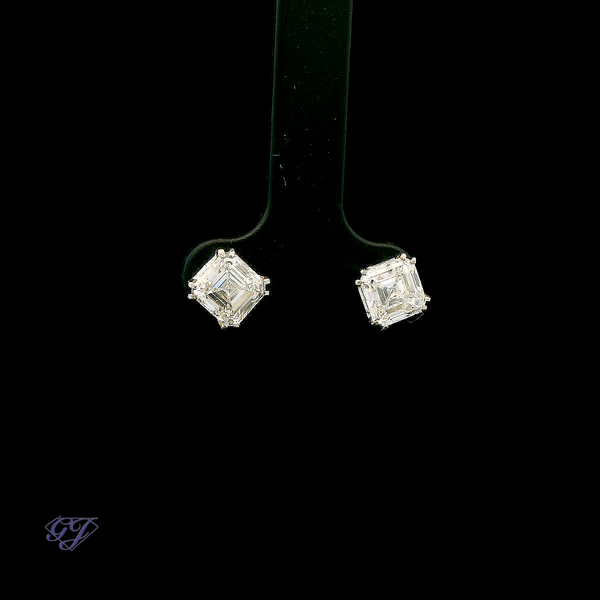 14K White Gold Lab-Grown Asccher Diamond Earrings 2.53ctw Image 2 Geneva Jewelry Riverside, CA