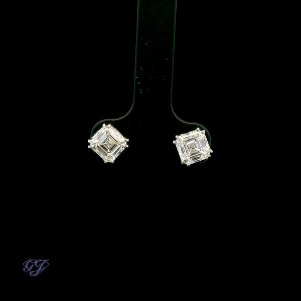 14K White Gold Lab-Grown Asccher Diamond Earrings 2.53ctw Geneva Jewelry Riverside, CA