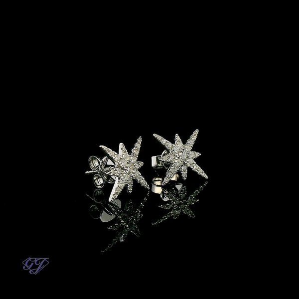 18K White Gold Star Diamond Earrings - .66ctw Image 2 Geneva Jewelry Riverside, CA
