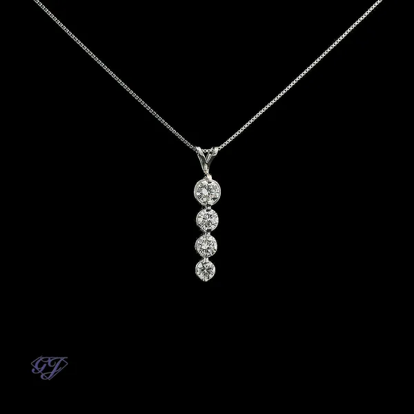 14K White Gold 1.00ct Diamond Drop Pendant Image 2 Geneva Jewelry Riverside, CA