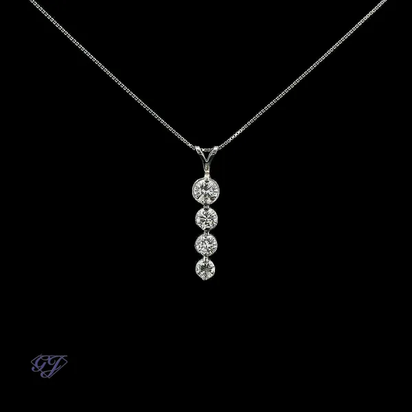 14K White Gold 1.00ct Diamond Drop Pendant Geneva Jewelry Riverside, CA