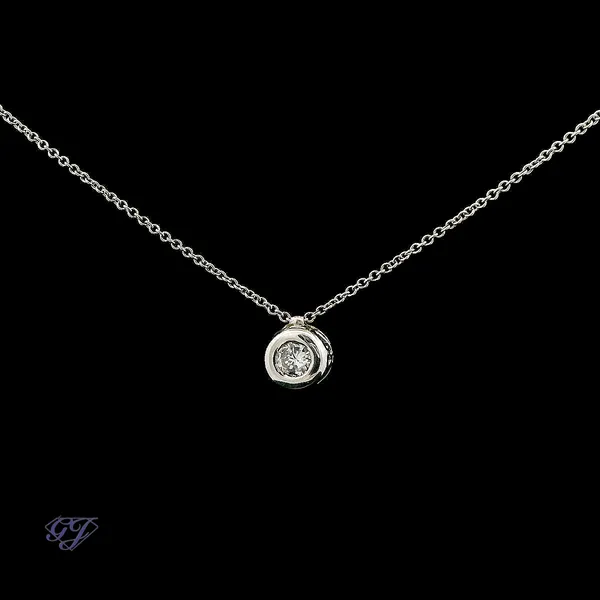 14K White Gold 0.20ct Bezel-Set Pendant Image 3 Geneva Jewelry Riverside, CA