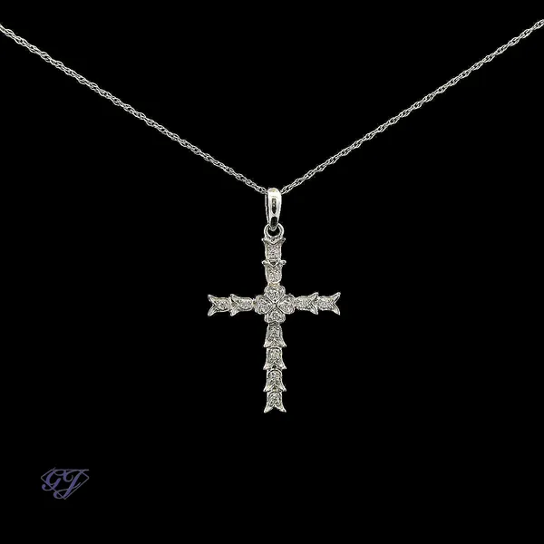 18K White Gold 0.10ct Dimaond Cross Pendant Image 2 Geneva Jewelry Riverside, CA