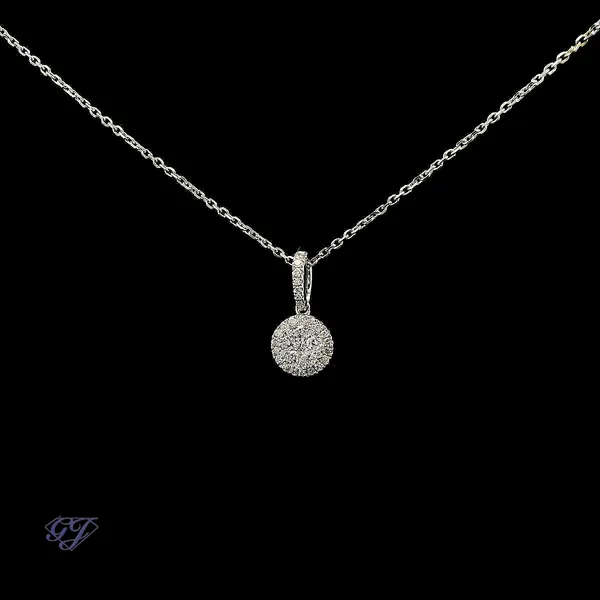 18K White Gold 0.28ct Diamond Cluster Pendant Image 3 Geneva Jewelry Riverside, CA