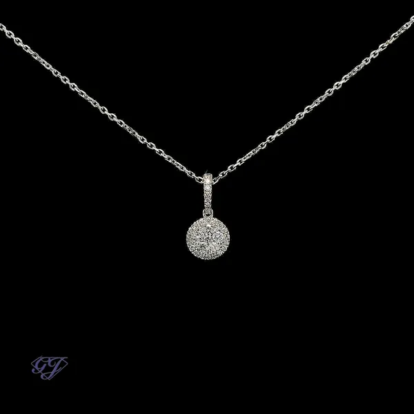 18K White Gold 0.28ct Diamond Cluster Pendant Geneva Jewelry Riverside, CA