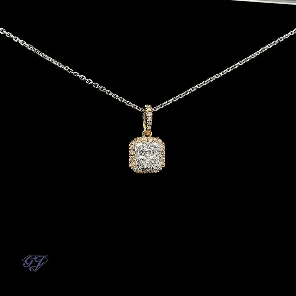 18K Yellow Gold 0.50ct Diamond Cluster Pendant Image 2 Geneva Jewelry Riverside, CA