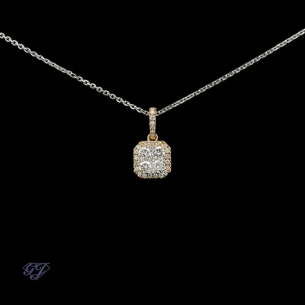 18K Yellow Gold 0.50ct Diamond Cluster Pendant Geneva Jewelry Riverside, CA