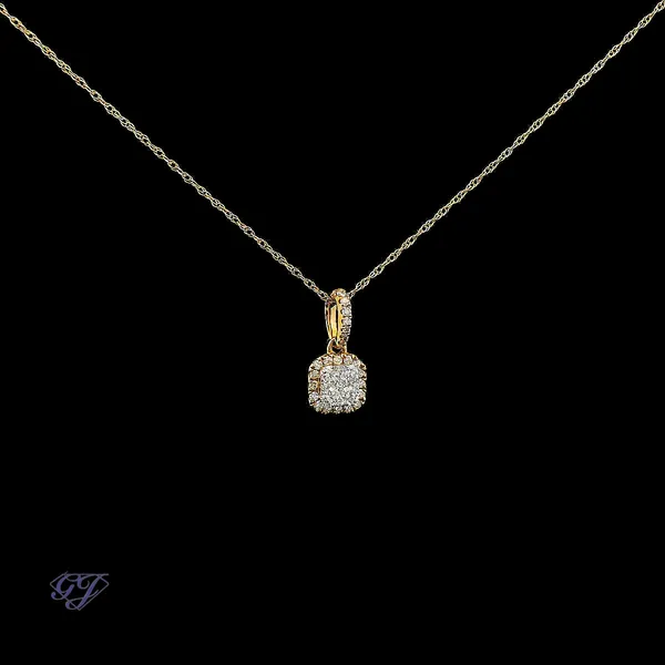 18K Yellow Gold 0.30ct Diamond Cluster Pendant Image 2 Geneva Jewelry Riverside, CA
