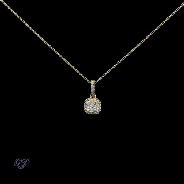 18K Yellow Gold 0.30ct Diamond Cluster Pendant Image 3 Geneva Jewelry Riverside, CA