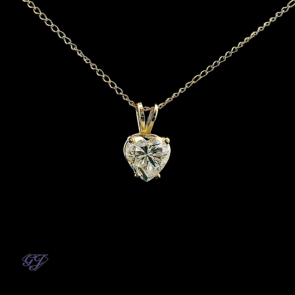 14K Yellow Gold 2.00ct Heart Shape Moissanite Pendant Image 2 Geneva Jewelry Riverside, CA