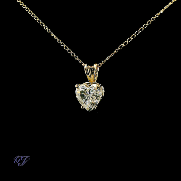 14K Yellow Gold 2.00ct Heart Shape Moissanite Pendant Image 3 Geneva Jewelry Riverside, CA