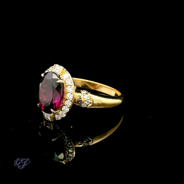 18K Yellow Gold 3.34ct Oval Umbalite Garnet Ring Image 3 Geneva Jewelry Riverside, CA