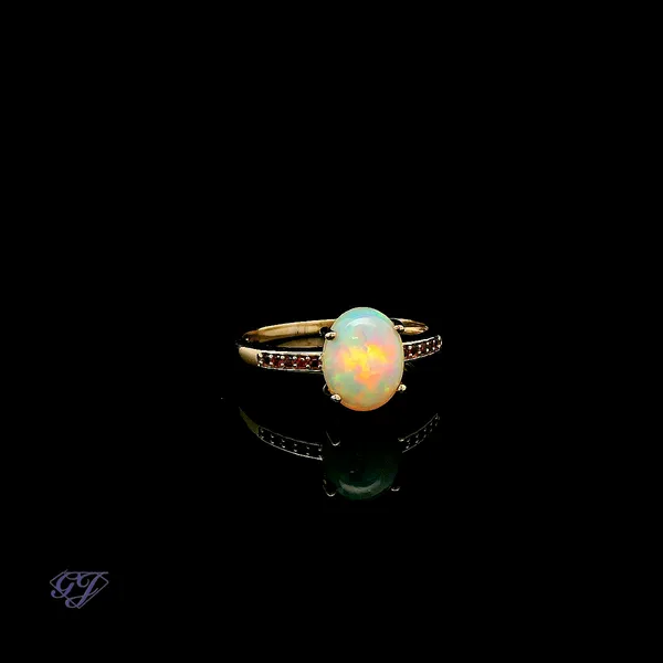 14K Yellow Gold 1.16ct Oval Ethiopian Opal Ring Image 2 Geneva Jewelry Riverside, CA