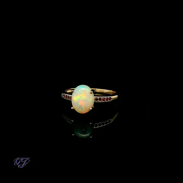 14K Yellow Gold 1.16ct Oval Ethiopian Opal Ring Image 3 Geneva Jewelry Riverside, CA