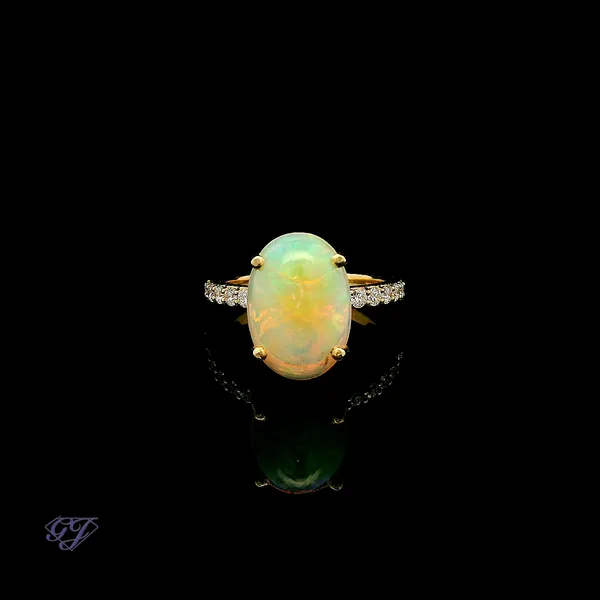 18K Yellow Gold 3.20ct Oval Ethiopian Opal Geneva Jewelry Riverside, CA