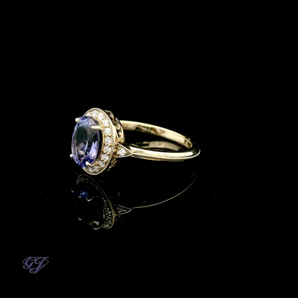 14K Yellow Gold 1.46ct Oval Tanzanite Ring Image 3 Geneva Jewelry Riverside, CA