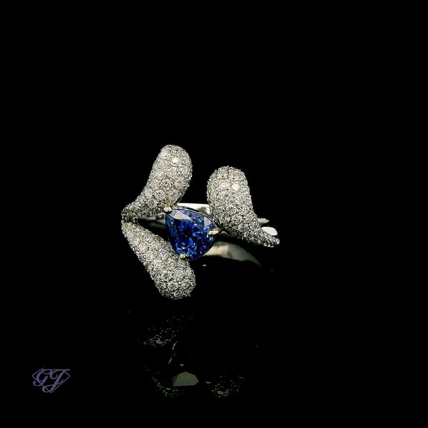 18K White Gold 1.90ct Pear Sapphire Ring Image 3 Geneva Jewelry Riverside, CA