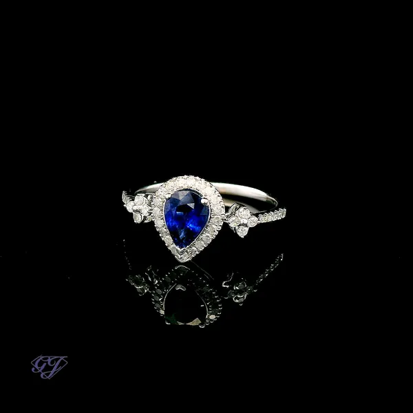 14K White Gold 0.75ct Pear Sapphire Ring Image 3 Geneva Jewelry Riverside, CA