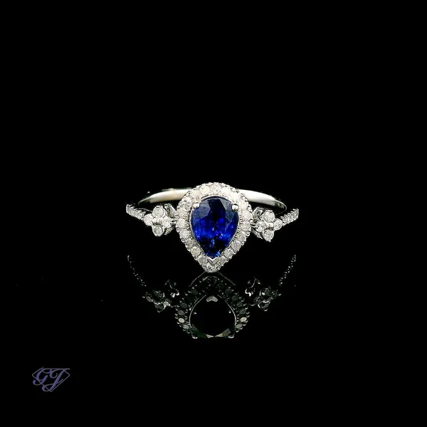 14K White Gold 0.75ct Pear Sapphire Ring Geneva Jewelry Riverside, CA