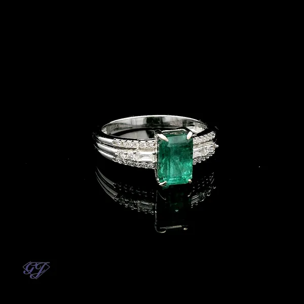 18K White Gold 1.78ct Zambian Emerald Ring Image 2 Geneva Jewelry Riverside, CA