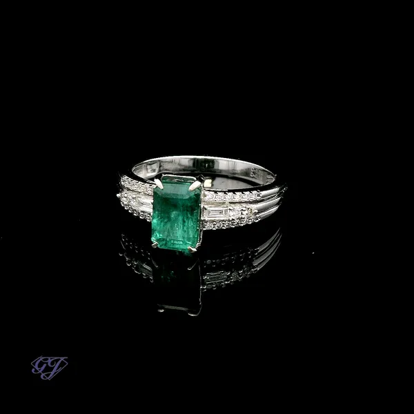 18K White Gold 1.78ct Zambian Emerald Ring Image 3 Geneva Jewelry Riverside, CA