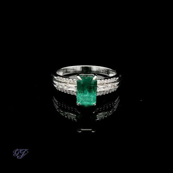 18K White Gold 1.78ct Zambian Emerald Ring Geneva Jewelry Riverside, CA