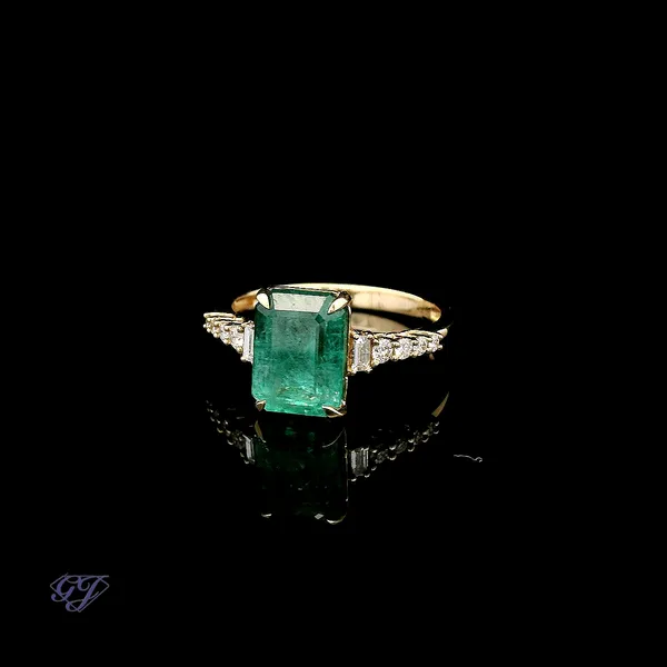 18K Yellow Gold 2.91ct Zambian Emerald Ring Image 3 Geneva Jewelry Riverside, CA