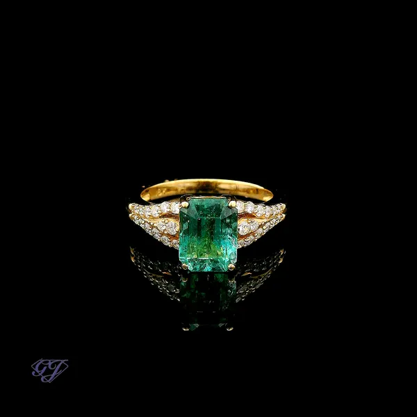18K Yellow Gold 2.65ct Zambian Emerald Ring Geneva Jewelry Riverside, CA