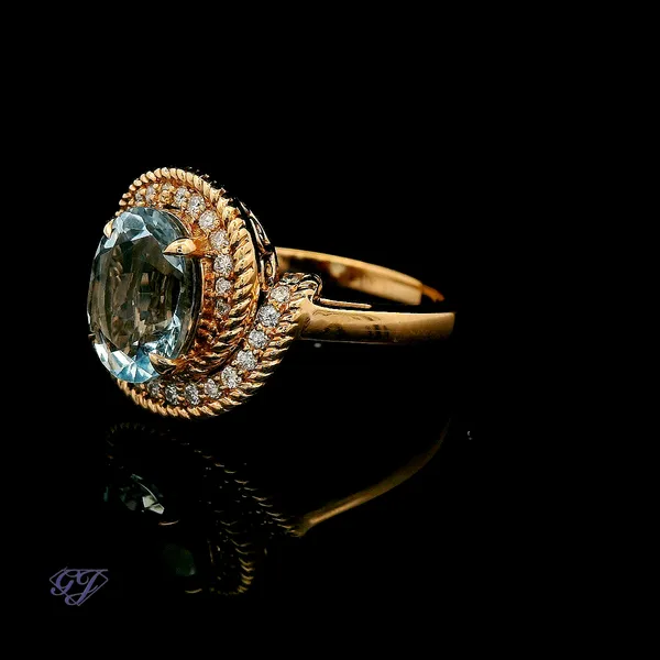 18K Rose Gold 2.22ct Oval Aquamarine Ring Image 3 Geneva Jewelry Riverside, CA