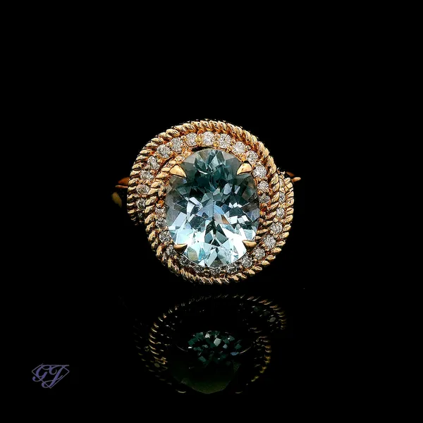 18K Rose Gold 2.22ct Oval Aquamarine Ring Geneva Jewelry Riverside, CA