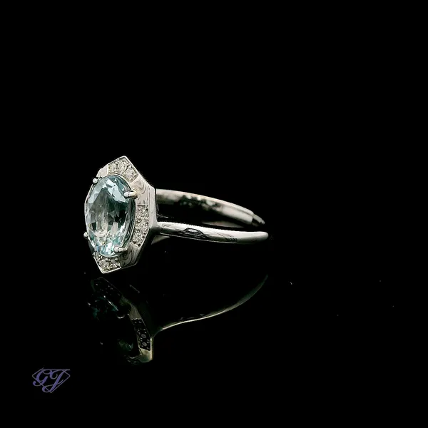 14K White Gold 1.42ct Oval Aquamarine Ring Image 3 Geneva Jewelry Riverside, CA