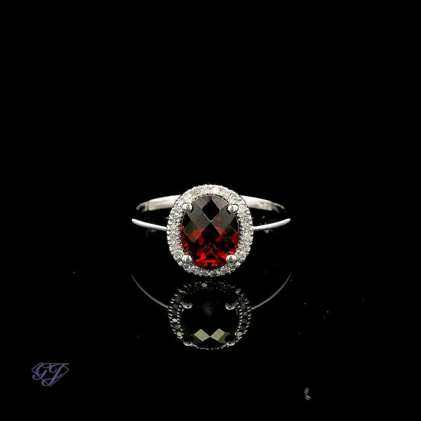 14K White Gold 1.50ct Oval Rhodolite Garnet Ring Geneva Jewelry Riverside, CA