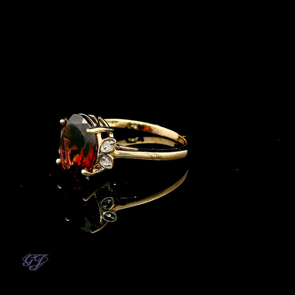 14K Yellow Gold 2.96ct Oval Rhodolite Garnet Ring Image 4 Geneva Jewelry Riverside, CA