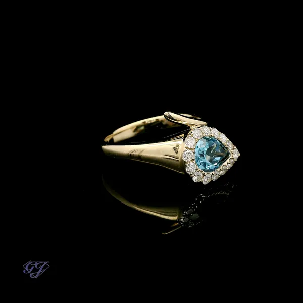 14K Yellow Gold 1.29ct Pear Blue Topaz Ring Image 3 Geneva Jewelry Riverside, CA
