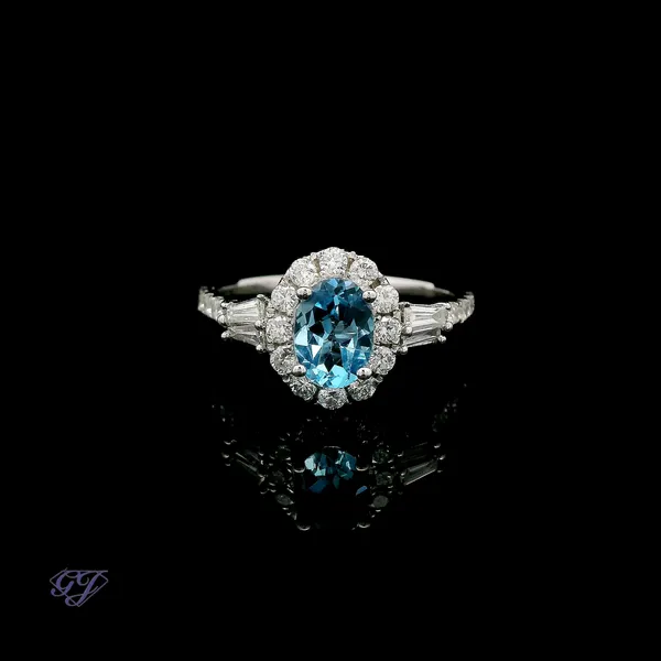 14K White Gold 0.80ct Oval Blue Topaz Ring Image 2 Geneva Jewelry Riverside, CA