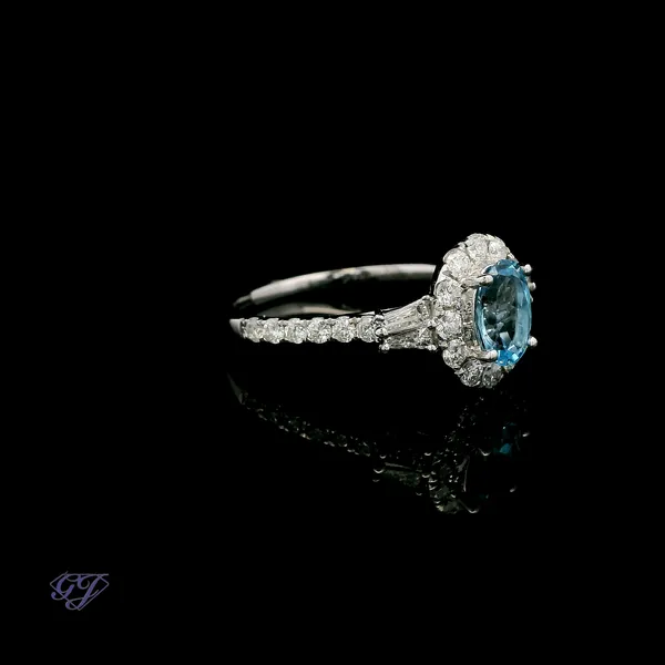 14K White Gold 0.80ct Oval Blue Topaz Ring Image 3 Geneva Jewelry Riverside, CA