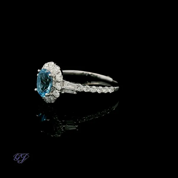 14K White Gold 0.80ct Oval Blue Topaz Ring Image 4 Geneva Jewelry Riverside, CA