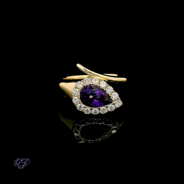 14K Yellow Gold 1.11ct Pear Amethyst Ring Geneva Jewelry Riverside, CA