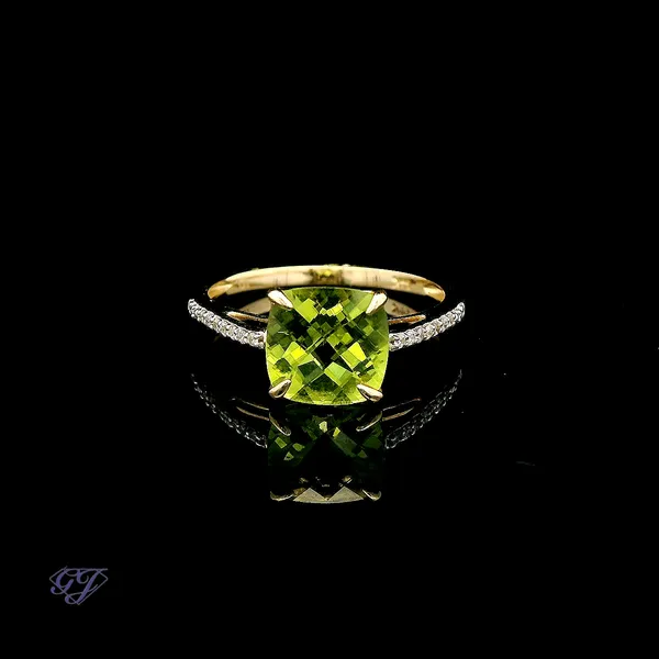 14K Yellow Gold 1.50ct Cushion Peridot Ring Geneva Jewelry Riverside, CA