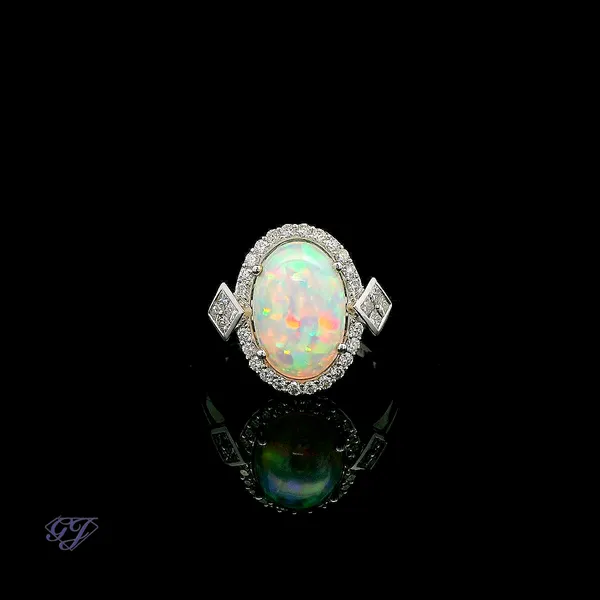 18K White Gold 2.48ct Oval Ethiopian Opal Ring Geneva Jewelry Riverside, CA