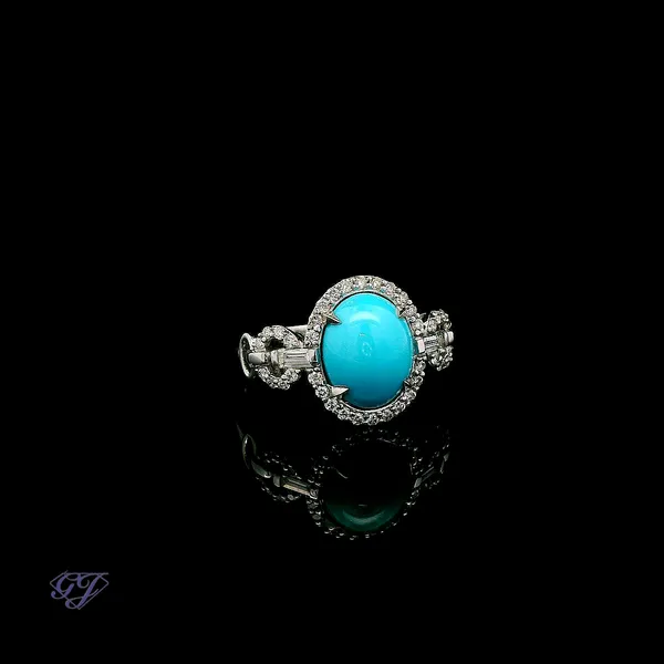 18K White Gold 2.20 Oval Sleeping Beauty Turquoise Image 2 Geneva Jewelry Riverside, CA