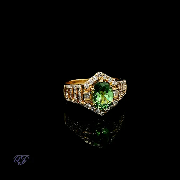 18K Yellow Gold 1.65ct Oval Tsavorite Garnet Image 2 Geneva Jewelry Riverside, CA