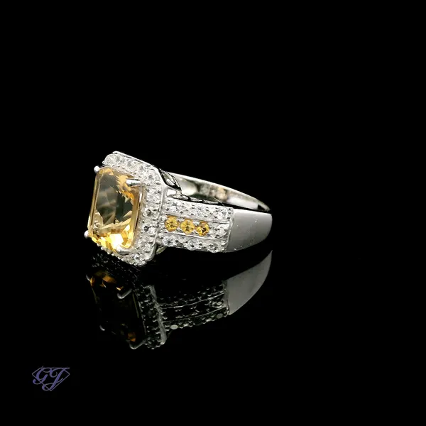 14K White Gold 2.50ct Radiant Yellow Topaz Ring Image 3 Geneva Jewelry Riverside, CA