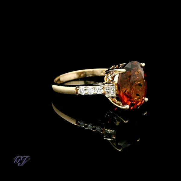 18K Yellow Gold 3.11ct Oval Citrine Ring Image 2 Geneva Jewelry Riverside, CA