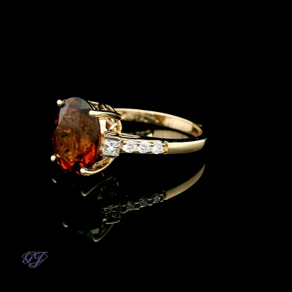 18K Yellow Gold 3.11ct Oval Citrine Ring Image 3 Geneva Jewelry Riverside, CA
