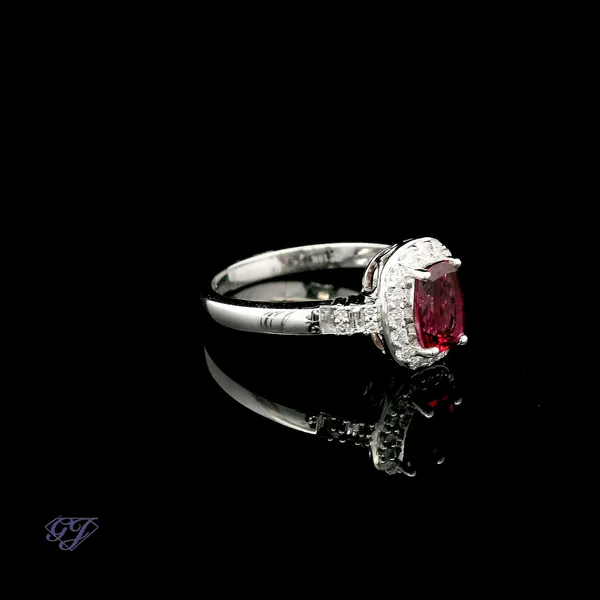 18K White Gold 0.86ct Cushion Rubelite Tourmaline Ring Image 2 Geneva Jewelry Riverside, CA