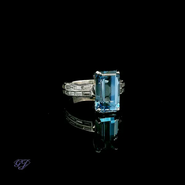 San Giorgio Natural Aquamarine & Diamond Ring Image 2 Geneva Jewelry Riverside, CA