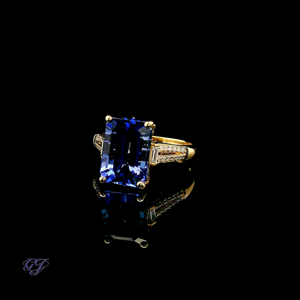 18K Yellow Gold Natural 5.38ctw Tanzanite & Diamond Ring Image 3 Geneva Jewelry Riverside, CA