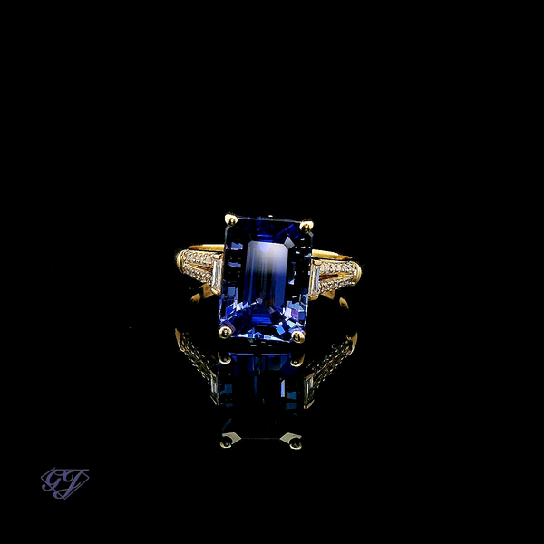 18K Yellow Gold Natural 5.38ctw Tanzanite & Diamond Ring Geneva Jewelry Riverside, CA