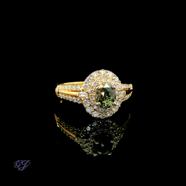 18K Yellow Gold Natural 1.00ctw Oval Alexandrite & Diamond Ring Image 2 Geneva Jewelry Riverside, CA